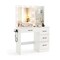 MDF Vanity Desk with Mirror, 3-Color Lighting, Storage and Charging Station